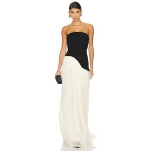 Lovers + Friends Alice Strapless Black/White Gown Small